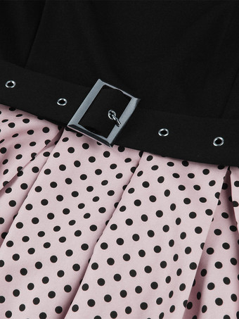 ドット柄Aラインミディドレス（ヘッドバンド付き）ヴィンテージコーデセット（レディース）2025