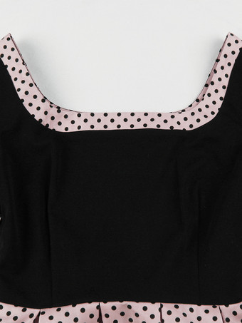 ドット柄Aラインミディドレス（ヘッドバンド付き）ヴィンテージコーデセット（レディース）2025