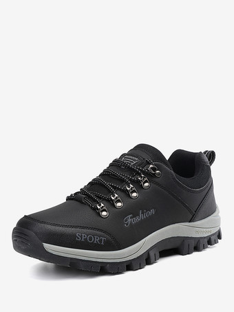 ブラック メンズスニーカーシューズ 防水 厚底 快適 ハイキングシューズ 軽量 通気性 ランニングシューズ