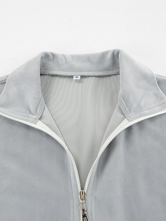 ベルベットのツーピースコーデセット ジップアップトップスとワイドレッグボトムス レディース 春コーデ 2025