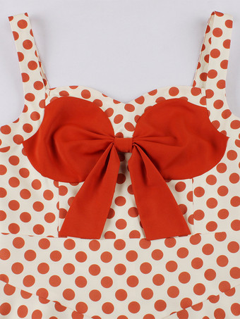 ドット柄Aラインミディ丈ヴィンテージドレス（ヘッドバンド付き）レトロコーデセット（レディース）2026