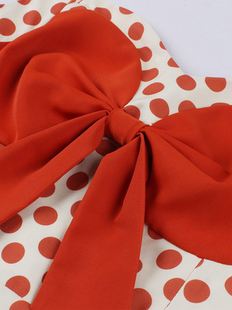 ドット柄Aラインミディ丈ヴィンテージドレス（ヘッドバンド付き）レトロコーデセット（レディース）2026