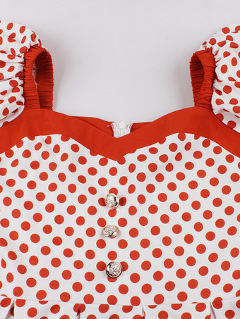 ベルト付きポルカドットAラインレトロドレス ヴィンテージ風ミディドレス レディース 2026