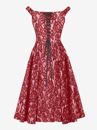 Aライン レースドレス ヴィンテージ風 ミディドレス レディース 2025