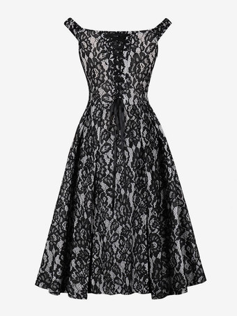 Aライン レースドレス ヴィンテージ風 ミディドレス レディース 2025