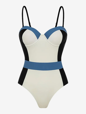 カラーブロック サマー ワンピース水着 レディース 2025