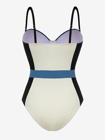 カラーブロック サマー ワンピース水着 レディース 2025