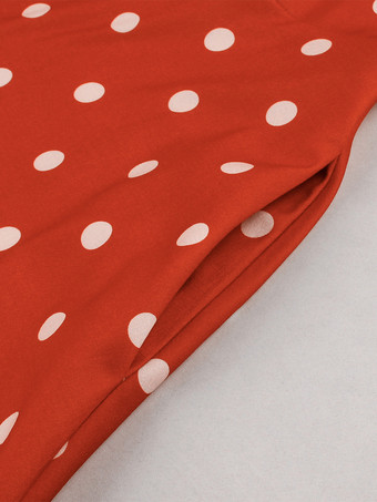 ドット柄レトロシャツ ミディドレス（ベルトとヘッドバンド付き）ヴィンテージ風レディースコーデセット 2025