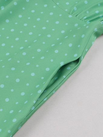 Vestido midi vintage de lunares con cinturón y diadema conjunto retro para mujer 2025