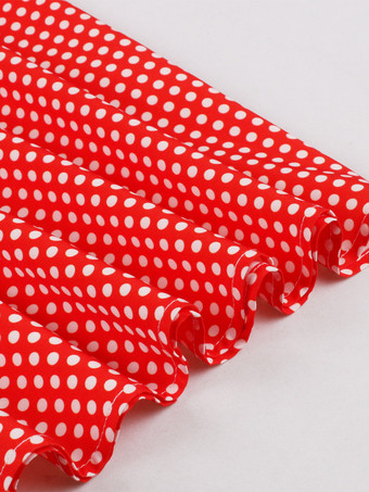 ポルカドットミディドレス ヴィンテージ風 半袖 レトロドレス レディース 2025