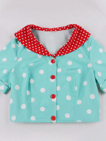 グリーン ポルカ ドット レトロ ドレス 半袖 ヴィンテージ風 A ライン ミディ ドレス レディース 2025