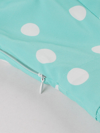 グリーン ポルカ ドット レトロ ドレス 半袖 ヴィンテージ風 A ライン ミディ ドレス レディース 2025