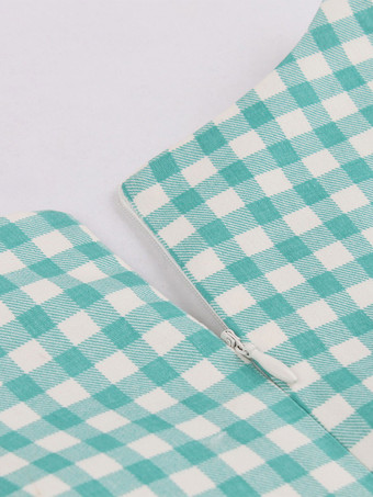 ギンガム A ライン ミディ ドレス リボン ディテール ノースリーブ V ネック ヴィンテージ ドレス レディース 2025