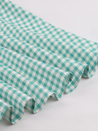 ギンガム A ライン ミディ ドレス リボン ディテール ノースリーブ V ネック ヴィンテージ ドレス レディース 2025