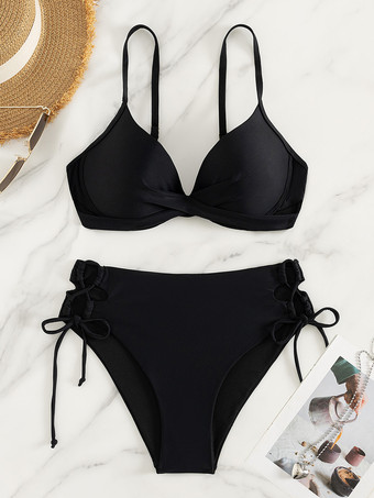 2025年夏向けセクシーな無地中空ビキニ水着