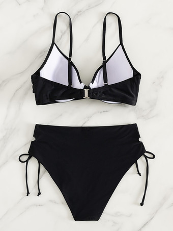 2025年夏向けセクシーな無地中空ビキニ水着