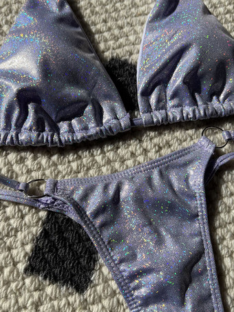 光沢のある生地のシンプルな夏のビーチビキニ、女性用 2025