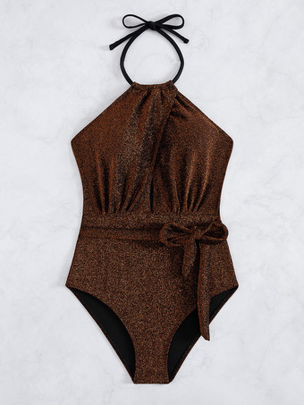 セクシーなホルターネックワンピース水着女性用 2025