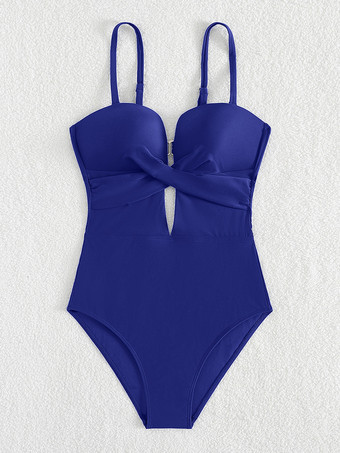 ディープブルー2025年夏向けカットアウトクロスフロントワンピース水着