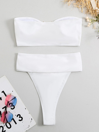 2025年夏用中空ハイウエストセクシーチューブトップ2ピースビキニ水着