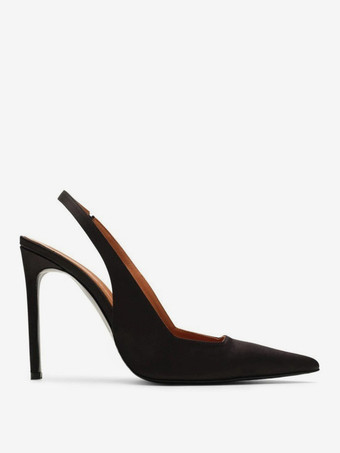 2025年女性用バーガンディハイヒールポインテッドトゥスリングバックパンプス