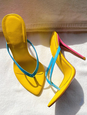 レディース フリップフロップサンダル ハイヒール イエロー ビーチサンダル