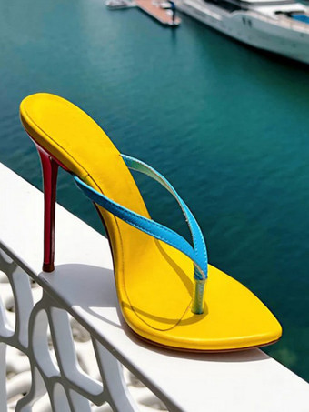 レディース フリップフロップサンダル ハイヒール イエロー ビーチサンダル