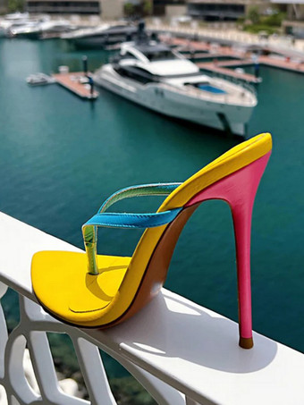 レディース フリップフロップサンダル ハイヒール イエロー ビーチサンダル