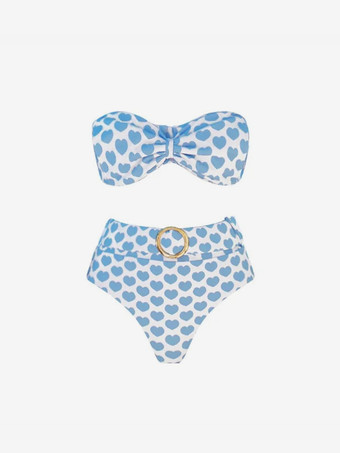 2025年夏にハート柄のストラップレスビキニとショーツセット