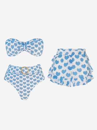 2025年夏にハート柄のストラップレスビキニとショーツセット