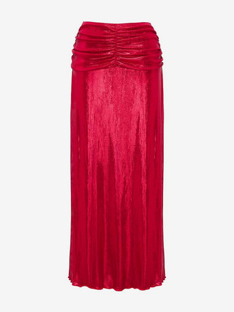 2025年夏向けフラワーデコレーションレッドワンピース水着とプリーツマキシスカートセット