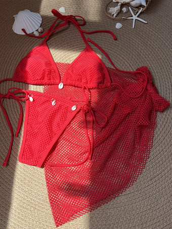 2025年夏向けシェルデコレーションビキニ水着とビーチラップスカートセット