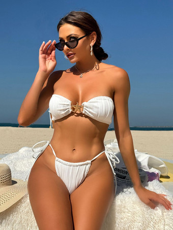 2025年夏用ヒトデドローストリングストラップレスビキニ水着