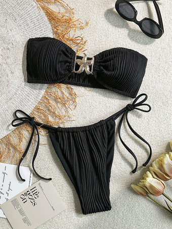 2025年夏用ヒトデドローストリングストラップレスビキニ水着