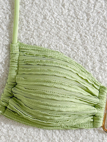 2025年夏用ストライプUネックカットアウトウエストビキニ水着