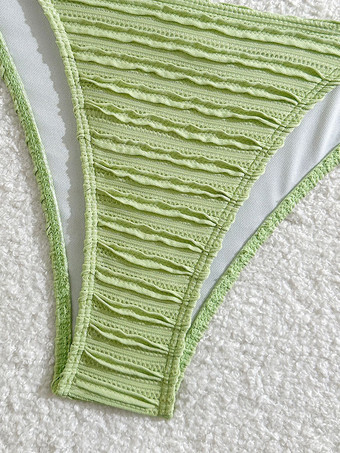 2025年夏用ストライプUネックカットアウトウエストビキニ水着