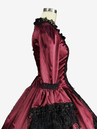 Vestido victoriano para mujer poliéster con bloques de color ropa vintage para mujer.