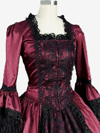 Vestido victoriano para mujer poliéster con bloques de color ropa vintage para mujer.