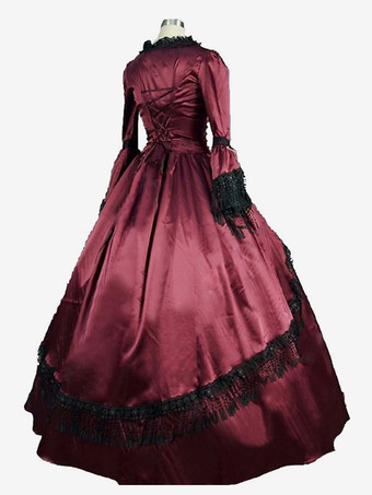 Vestido victoriano para mujer poliéster con bloques de color ropa vintage para mujer.