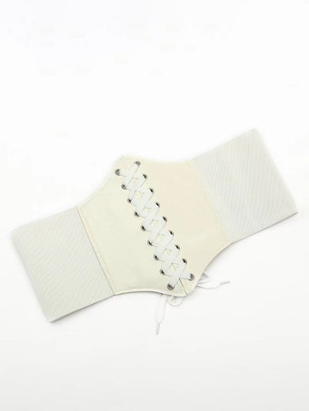 アイボリー ヴィンテージコルセット ヴィンテージレディース服 レースアップ マイクロファイバー