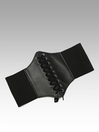 ブラック ヴィンテージコルセット ヴィンテージレディース服 レースアップ マイクロファイバー