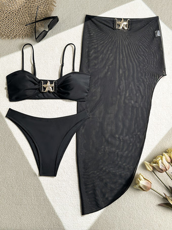 ヒトデの装飾ビキニとシースルーハイスリットスカートの3点セット（レディース用）2025