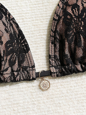 セクシーなレースのホルタービキニとカバーアップスカートの3点水着セット、女性用 2025