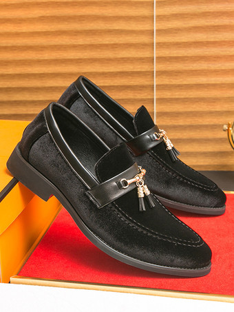 メンズ スエード タッセルローファー スリッポン スパイク モカシン シューズ ローヒール 快適 ペニーシューズ
