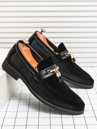 メンズ スエード タッセルローファー スリッポン スパイク モカシン シューズ ローヒール 快適 ペニーシューズ