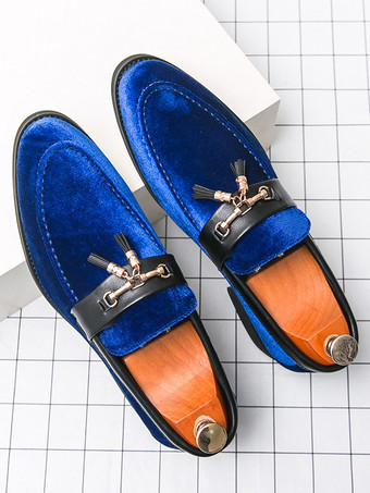 メンズ スエード タッセルローファー スリッポン スパイク モカシン シューズ ローヒール 快適 ペニーシューズ