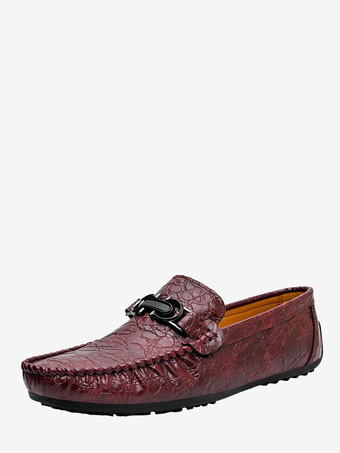 オーバーンメンズ ホースビット ローファー シューズ スリッポン レザー クロコダイル柄 フラットヒール 滑り止め ペニーシューズ