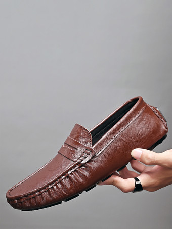 ブラウンメンズ ペニーローファー シューズ スリッポン スパイクレザーシューズ 軽量 耐久性 パーティー デッキシューズ