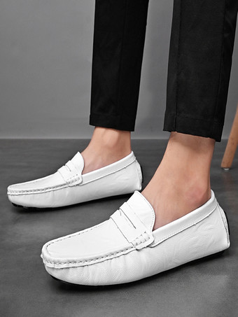 メンズ ペニーローファー シューズ スリッポン スパイクレザーシューズ 軽量 耐久性 パーティー デッキシューズ