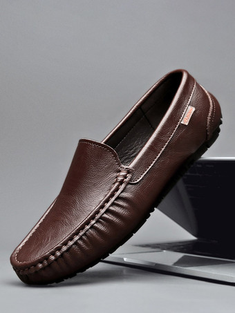 メンズ スリッポン ローファー ラウンドトゥ フェイクレザー デッキシューズ 軽量 滑り止め フレキシブル フラットシューズ